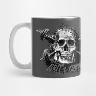 Grit and Guts Skull Black and Grey Mug